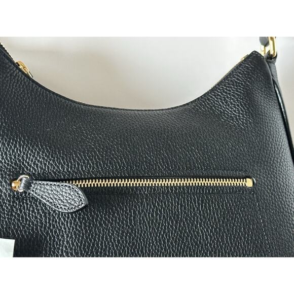 Burberry Hobo Leather Shoulder Bag Check Strap Black 81046821 Italy NWT $1750 - Picture 12 of 16